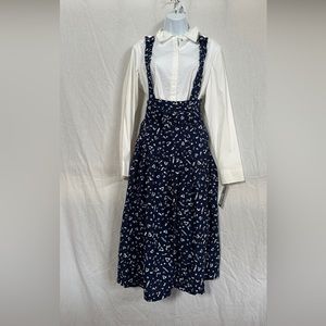 vintage High waisted Navy blue Suspender Skirt Size 6